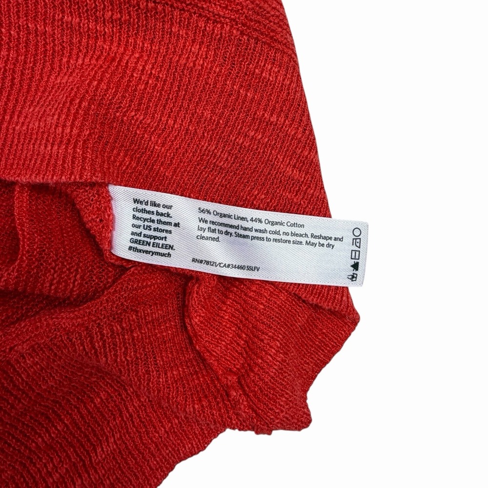 Eileen Fisher Tunic Sz Medium Coral V-Neck Lightweight Sweater Sheer Linen Blend - Picture 5 of 8
